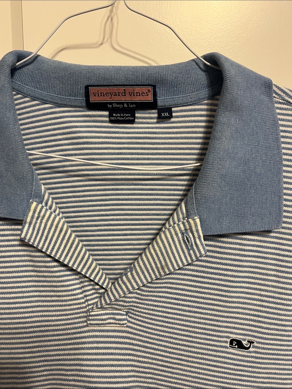 Vineyard Vines Blue and White Striped Polo Shirt
